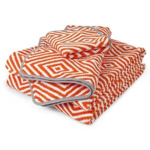 Jonathan Adler Geometric Orange and White Towels
